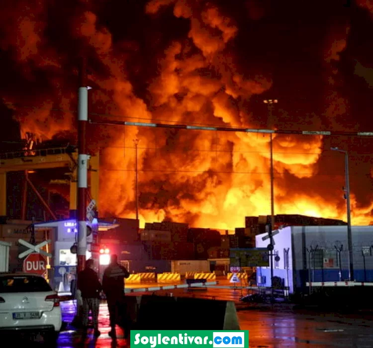 İskenderun Limanındaki konteynerlerde çıkan yangın söndürülemedi! Yangın saatlerdir devam ediyor